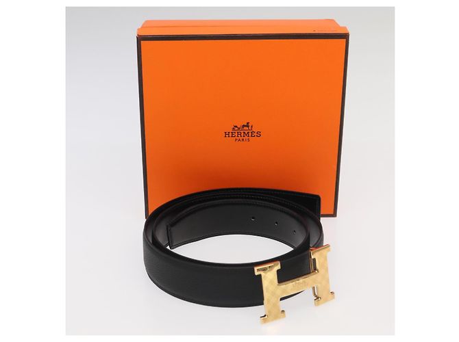 Hermès Cinturón HERMES Constance Cinturón Cuero 42,9" Negro Oro Auth am7024A Dorado - vista 14