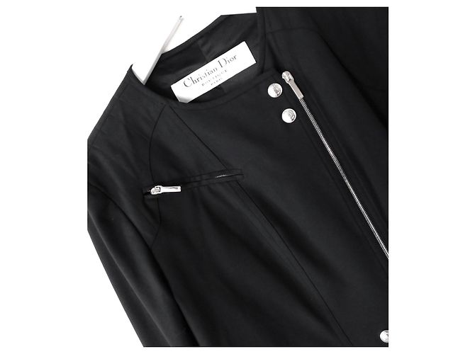 Giacca biker slim con logo popper e zip Christian Dior x Galliano SS04 Nero - vista 2