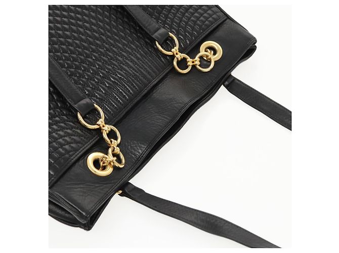 Borsa a spalla BALLY in pelle nera e oro Auth fm3969 Nero D'oro - vista 6