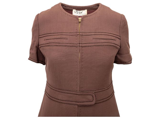 Autre Marque Réty Couture Etuikleid Braun - Ansicht 3