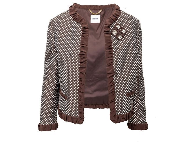 Set di abito e giacca a scacchi Moschino Marrone - vista 5