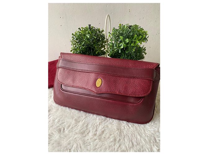 Clutch Cartier in pelle rosso scuro Bordò - vista 2