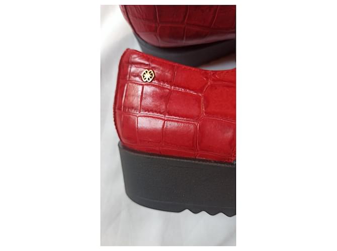 Autre Marque Derby Couplet in pelle nera e rossa Nero Rosso - vista 8
