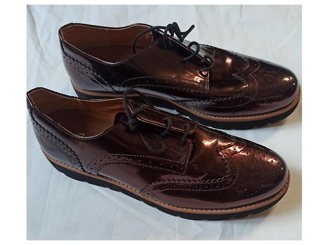 Autre Marque Derbies Gabor in pelle verniciata bordeaux Bordò - vista 2