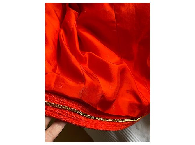 Chanel Tweed Jacke Koralle Orange Größe 40 - Ansicht 14