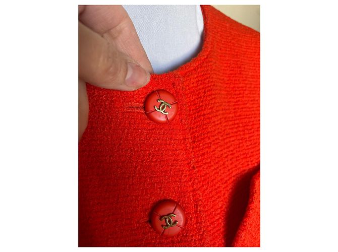Chanel Tweed Jacke Koralle Orange Größe 40 - Ansicht 3