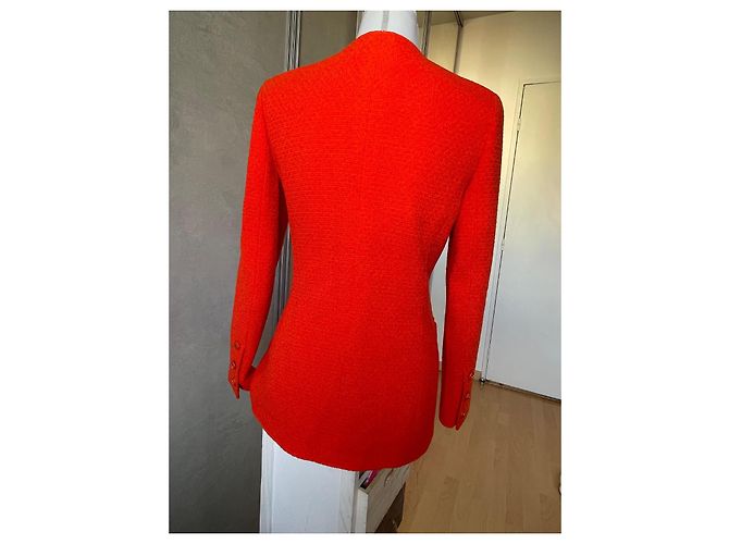 Chanel Tweed Jacke Koralle Orange Größe 40 - Ansicht 6
