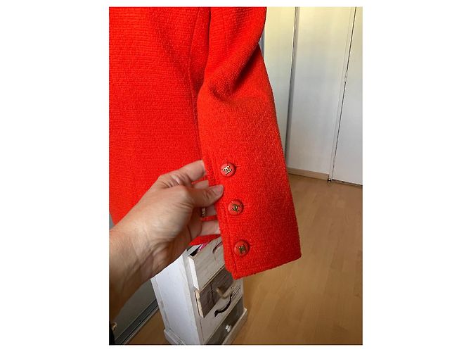 Chanel Tweed Jacke Koralle Orange Größe 40 - Ansicht 7