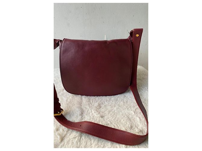 Borsa a spalla Cartier in pelle e camoscio bordeaux Bordò - vista 2