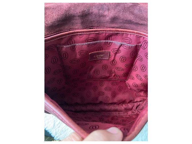 Borsa a spalla Cartier in pelle e camoscio bordeaux Bordò - vista 6