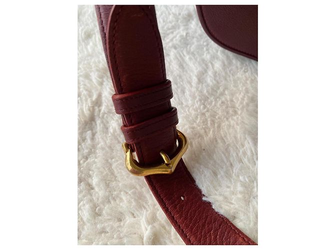 Borsa a spalla Cartier in pelle e camoscio bordeaux Bordò - vista 8
