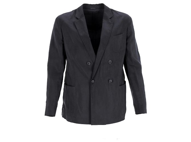 Blazer Giorgio Armani in lino nero - vista 7