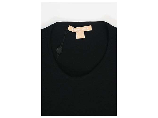 Vestido midi sem costas em malha ajustado e evasê em lã preta da Michael Kors Preto - vista 10