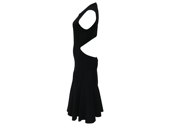 Vestido midi sem costas em malha ajustado e evasê em lã preta da Michael Kors Preto - vista 2