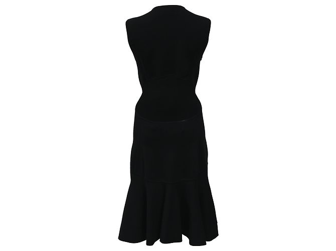 Vestido midi sem costas em malha ajustado e evasê em lã preta da Michael Kors Preto - vista 3