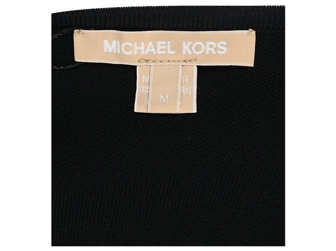 Vestido midi sem costas em malha ajustado e evasê em lã preta da Michael Kors Preto - vista 4