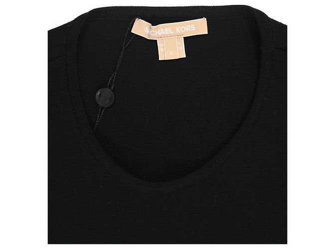 Vestido midi sem costas em malha ajustado e evasê em lã preta da Michael Kors Preto - vista 5