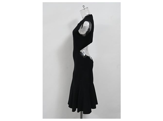 Vestido midi sem costas em malha ajustado e evasê em lã preta da Michael Kors Preto - vista 7
