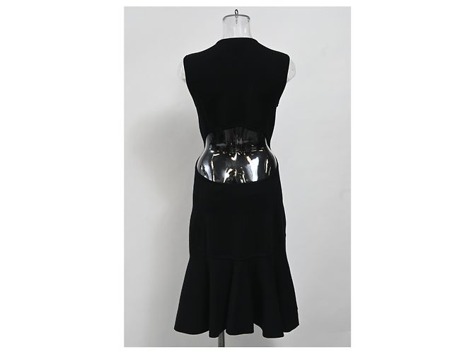Vestido midi sem costas em malha ajustado e evasê em lã preta da Michael Kors Preto - vista 8