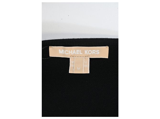 Vestido midi sem costas em malha ajustado e evasê em lã preta da Michael Kors Preto - vista 9