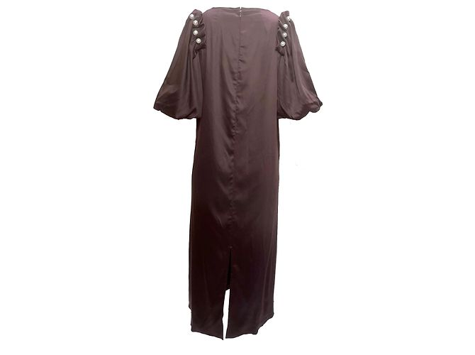 Autre Marque Maxikleid aus Tencel in Maroon mit Kunstperlenverzierung Louella Mutter der Perle Braun Rot - Ansicht 2