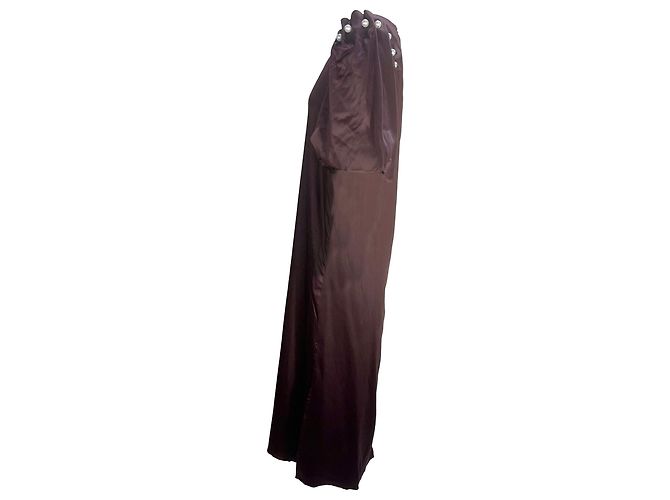 Autre Marque Maxikleid aus Tencel in Maroon mit Kunstperlenverzierung Louella Mutter der Perle Braun Rot - Ansicht 3