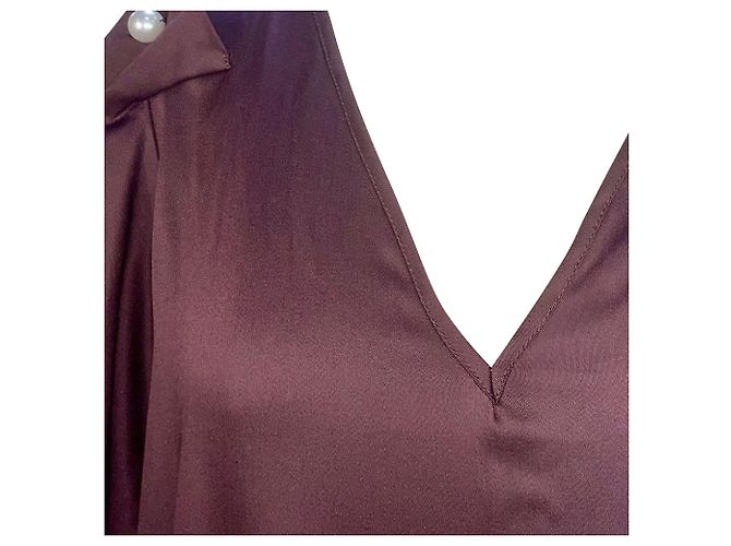 Autre Marque Maxikleid aus Tencel in Maroon mit Kunstperlenverzierung Louella Mutter der Perle Braun Rot - Ansicht 4