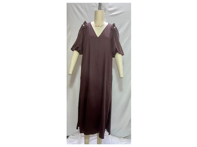 Autre Marque Maxikleid aus Tencel in Maroon mit Kunstperlenverzierung Louella Mutter der Perle Braun Rot - Ansicht 7