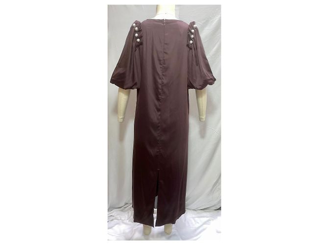 Autre Marque Maxikleid aus Tencel in Maroon mit Kunstperlenverzierung Louella Mutter der Perle Braun Rot - Ansicht 8