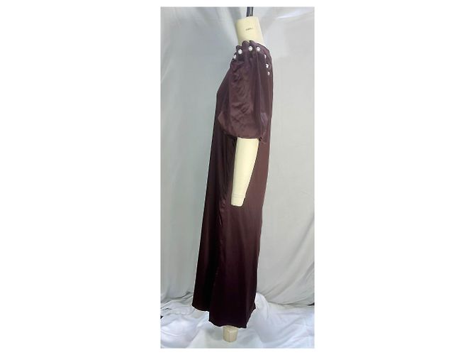 Autre Marque Maxikleid aus Tencel in Maroon mit Kunstperlenverzierung Louella Mutter der Perle Braun Rot - Ansicht 9