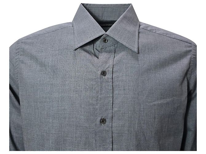 Camicia a maniche lunghe con bottoni Tom Ford in lyocell grigio - vista 4