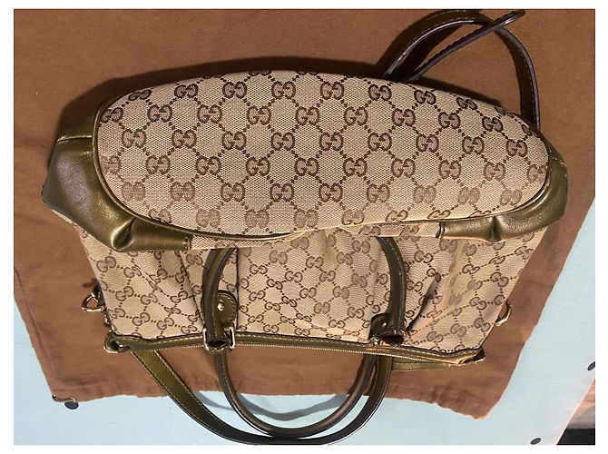 Borsa a mano Gucci Sukey in tela monogramma e pelle verde oliva - vista 11