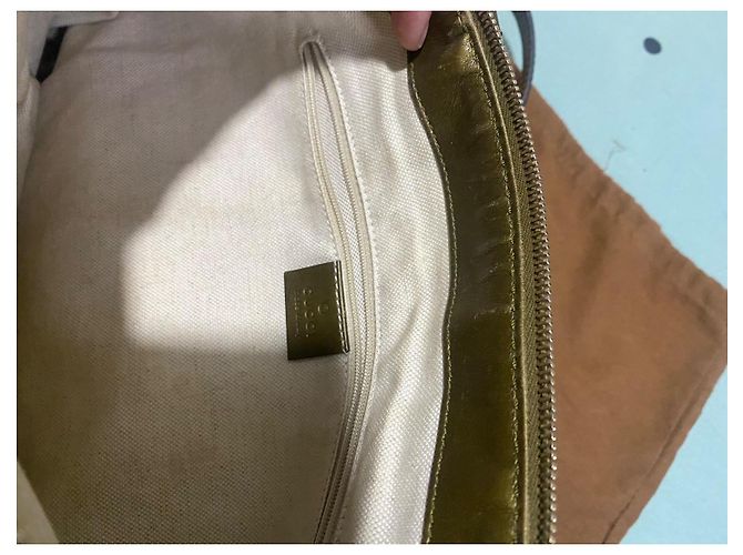 Borsa a mano Gucci Sukey in tela monogramma e pelle verde oliva - vista 13