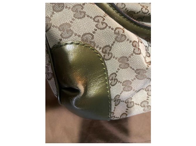 Borsa a mano Gucci Sukey in tela monogramma e pelle verde oliva - vista 5