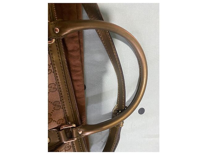 Borsa a mano Gucci Sukey in tela monogramma e pelle verde oliva - vista 7