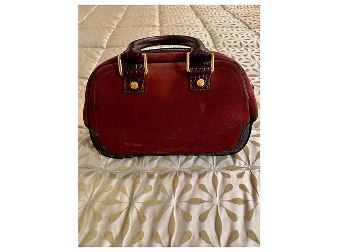 Borsa Louis Vuitton in pelle di cervo rosso scuro Bordò - vista 6