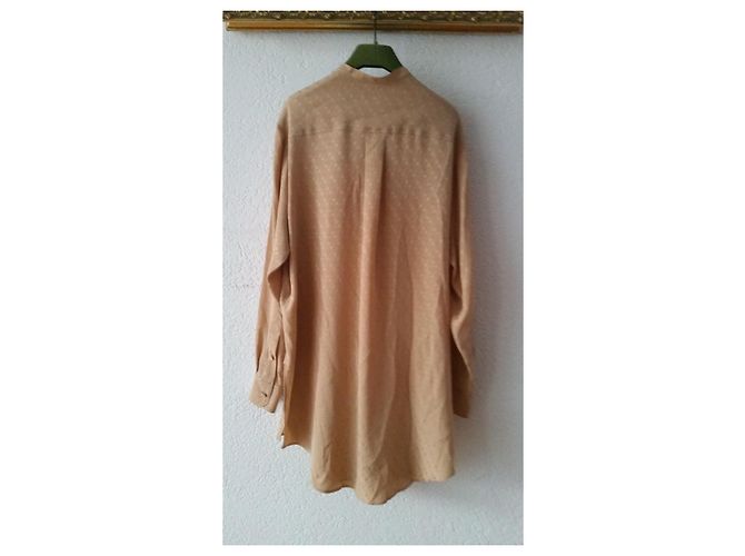 GUCCI SEIDENHEMD MIT JACQUARD-MUSTER. Beige - Ansicht 4
