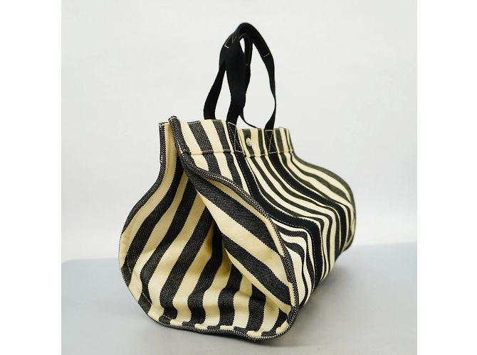 Hermès Hermes Tote Bag Cannes MM aus Canvas Schwarz Weiß - Ansicht 2