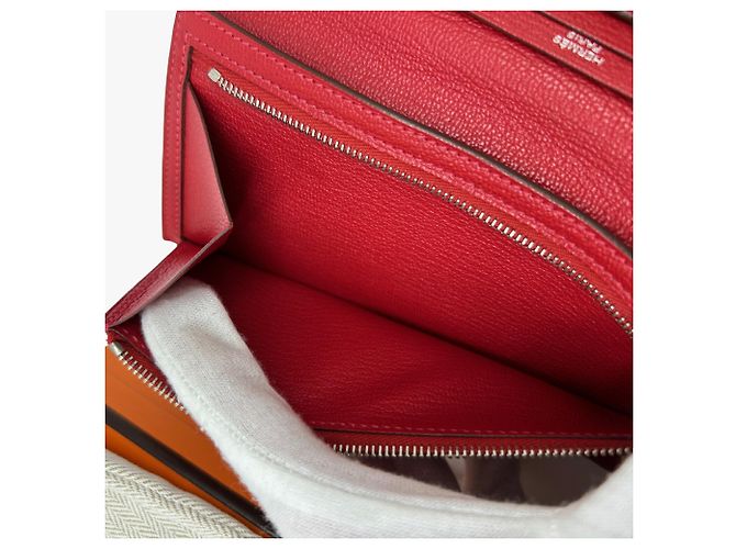 Hermès Cartera larga Hermes Bearn Soufflet Verso Roja Multicolor - vista 11