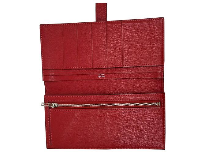 Hermès Cartera larga Hermes Bearn Soufflet Verso Roja Multicolor - vista 3