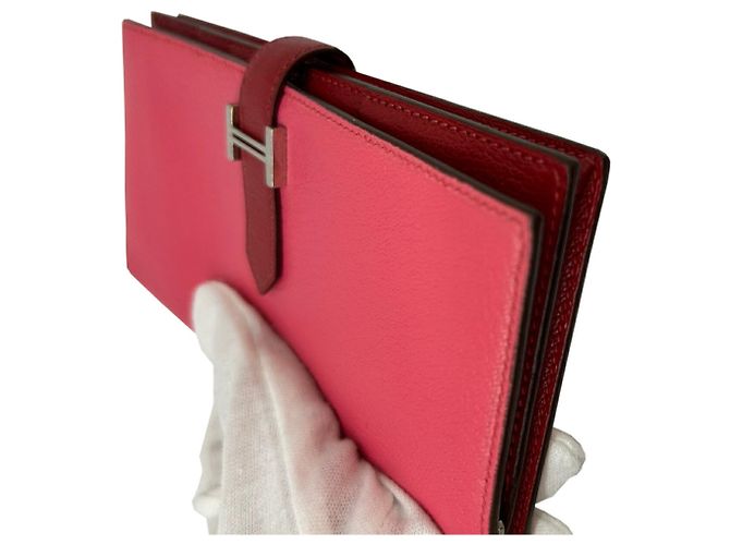 Hermès Cartera larga Hermes Bearn Soufflet Verso Roja Multicolor - vista 9