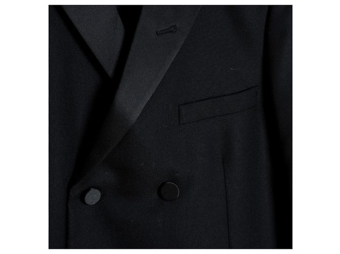 Saint Laurent Smoking Jacke FR40 Slimane Wolle Seide Satin Jacke UK12 US10 NWT Schwarz - Ansicht 2