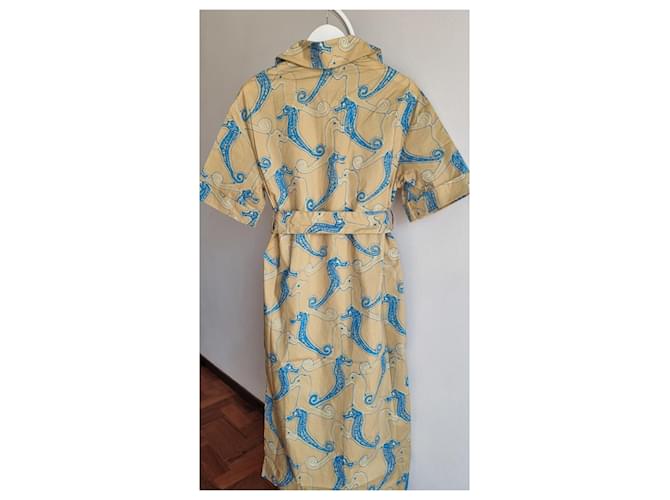 Samsoe & Samsoe Malene Baumwoll-Midikleid von Samsoe Samsoe mit einem Gürtel Blau Mehrfarben Beige - Ansicht 4