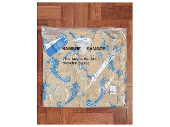 Samsoe & Samsoe Malene Baumwoll-Midikleid von Samsoe Samsoe mit einem Gürtel Blau Mehrfarben Beige - Ansicht 5