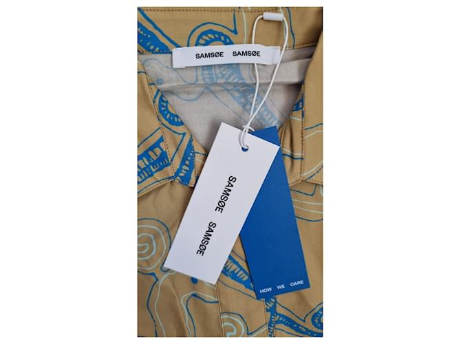 Samsoe & Samsoe Malene Baumwoll-Midikleid von Samsoe Samsoe mit einem Gürtel Blau Mehrfarben Beige - Ansicht 6