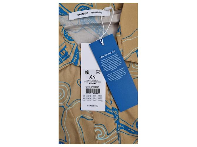 Samsoe & Samsoe Malene Baumwoll-Midikleid von Samsoe Samsoe mit einem Gürtel Blau Mehrfarben Beige - Ansicht 7