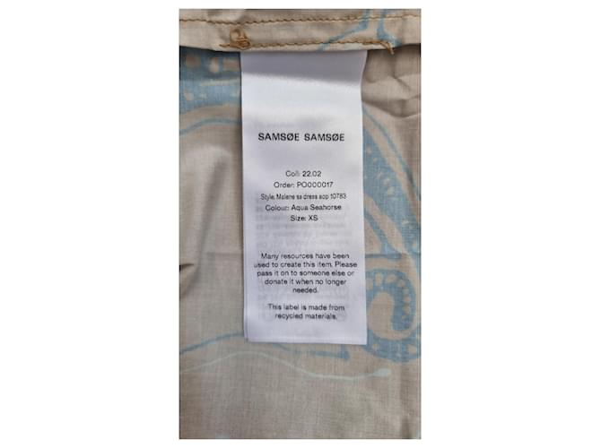 Samsoe & Samsoe Malene Baumwoll-Midikleid von Samsoe Samsoe mit einem Gürtel Blau Mehrfarben Beige - Ansicht 8