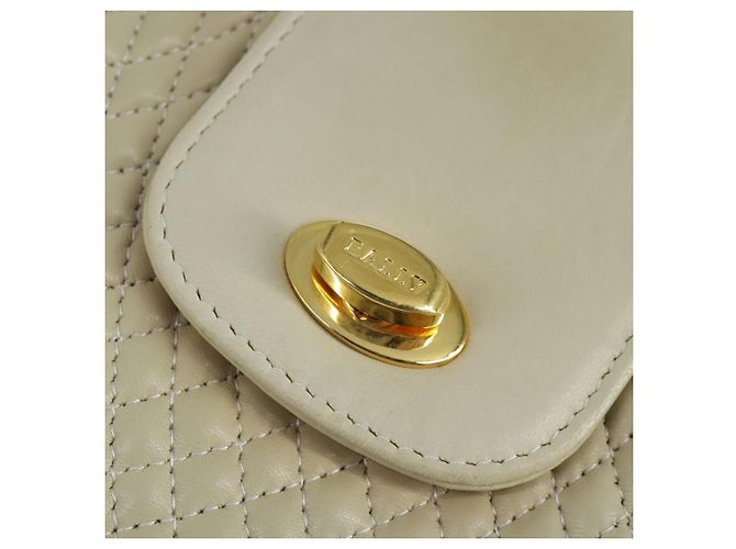 BALLY Borsa a Spalla a Catena in Pelle Beige Oro Auth 96771 D'oro - vista 14