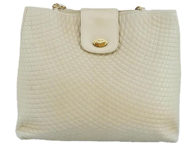 BALLY Borsa a Spalla a Catena in Pelle Beige Oro Auth 96771 D'oro - vista 2