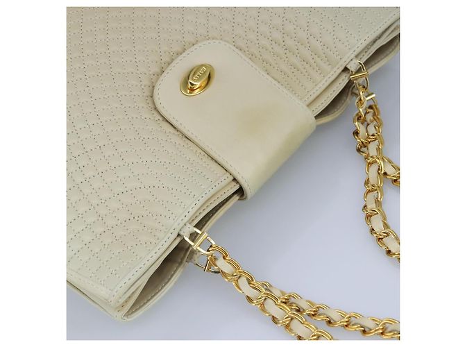 BALLY Borsa a Spalla a Catena in Pelle Beige Oro Auth 96771 D'oro - vista 6